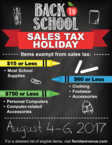 FL TFW Back to School Tax Holiday Poster